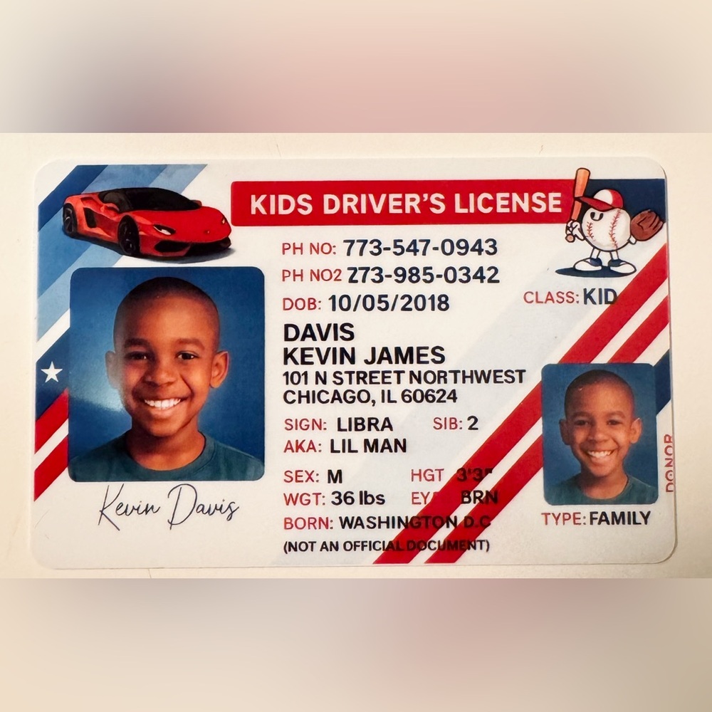Custom Kids NoveltyCard – Personalized Child ID Card | Fun Novelty Gift